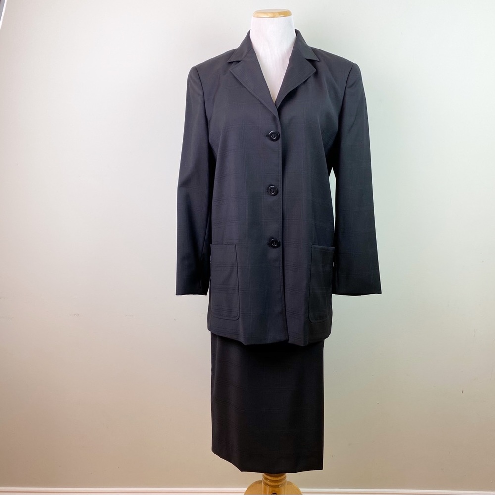 Zanella Black Blazer Skirt Suit Size 12